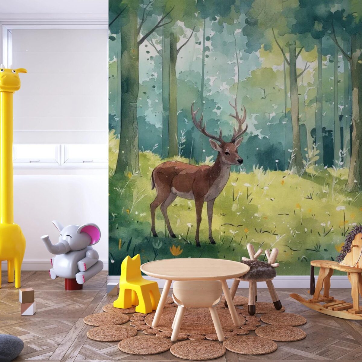 Forest Wall Mural Peel and Stick Kids Room DIY, Peaceful Woodland Wall Mural Nursery Children Room, Magical Forest Wallpaper Removable - Image 3