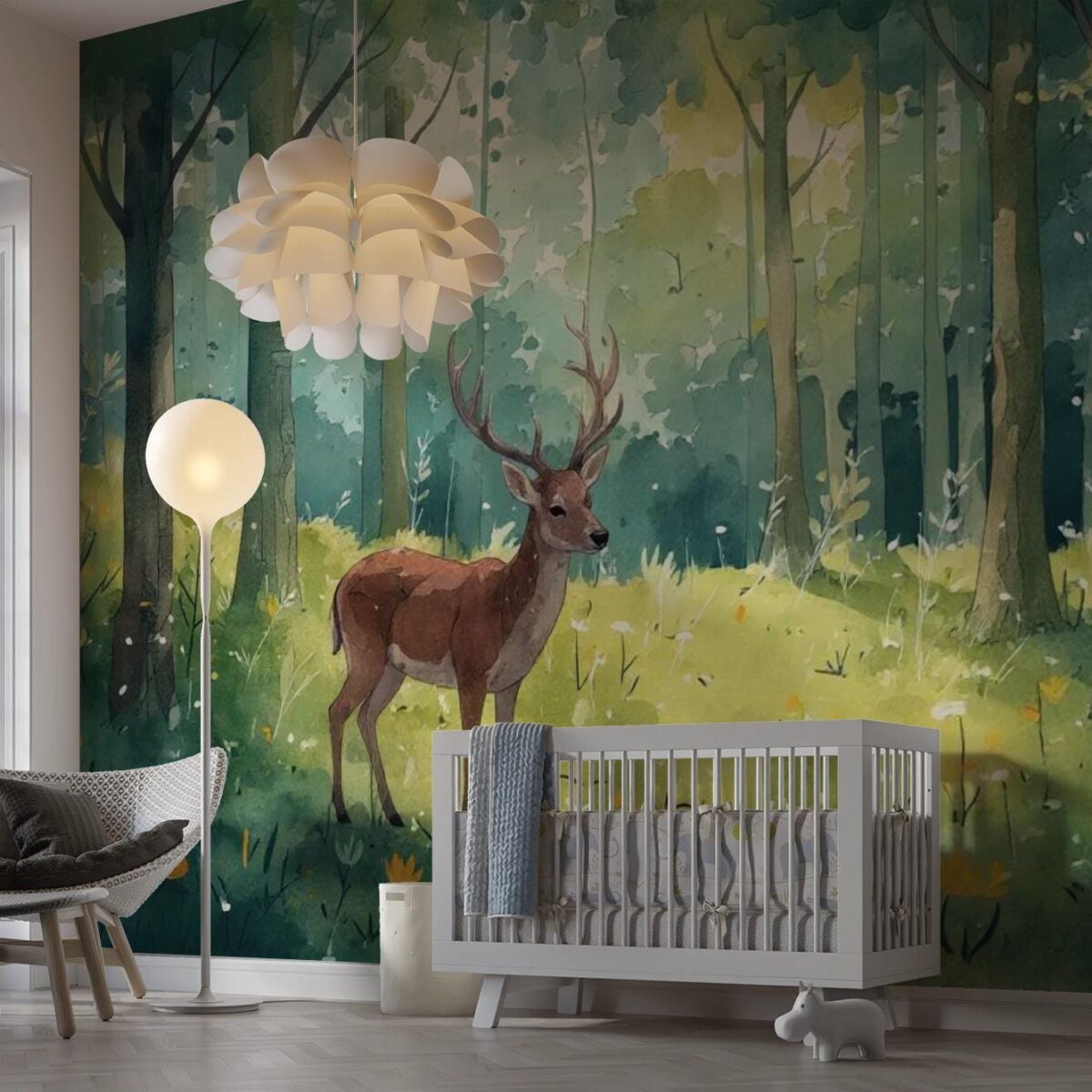Forest Wall Mural Peel and Stick Kids Room DIY, Peaceful Woodland Wall Mural Nursery Children Room, Magical Forest Wallpaper Removable - Image 4