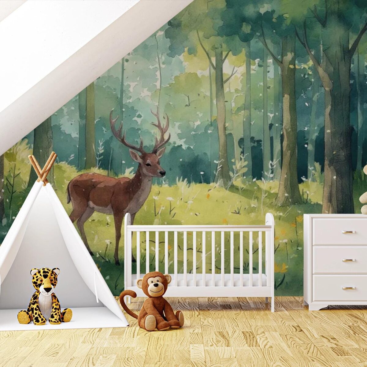 Forest Wall Mural Peel and Stick Kids Room DIY, Peaceful Woodland Wall Mural Nursery Children Room, Magical Forest Wallpaper Removable - Image 6